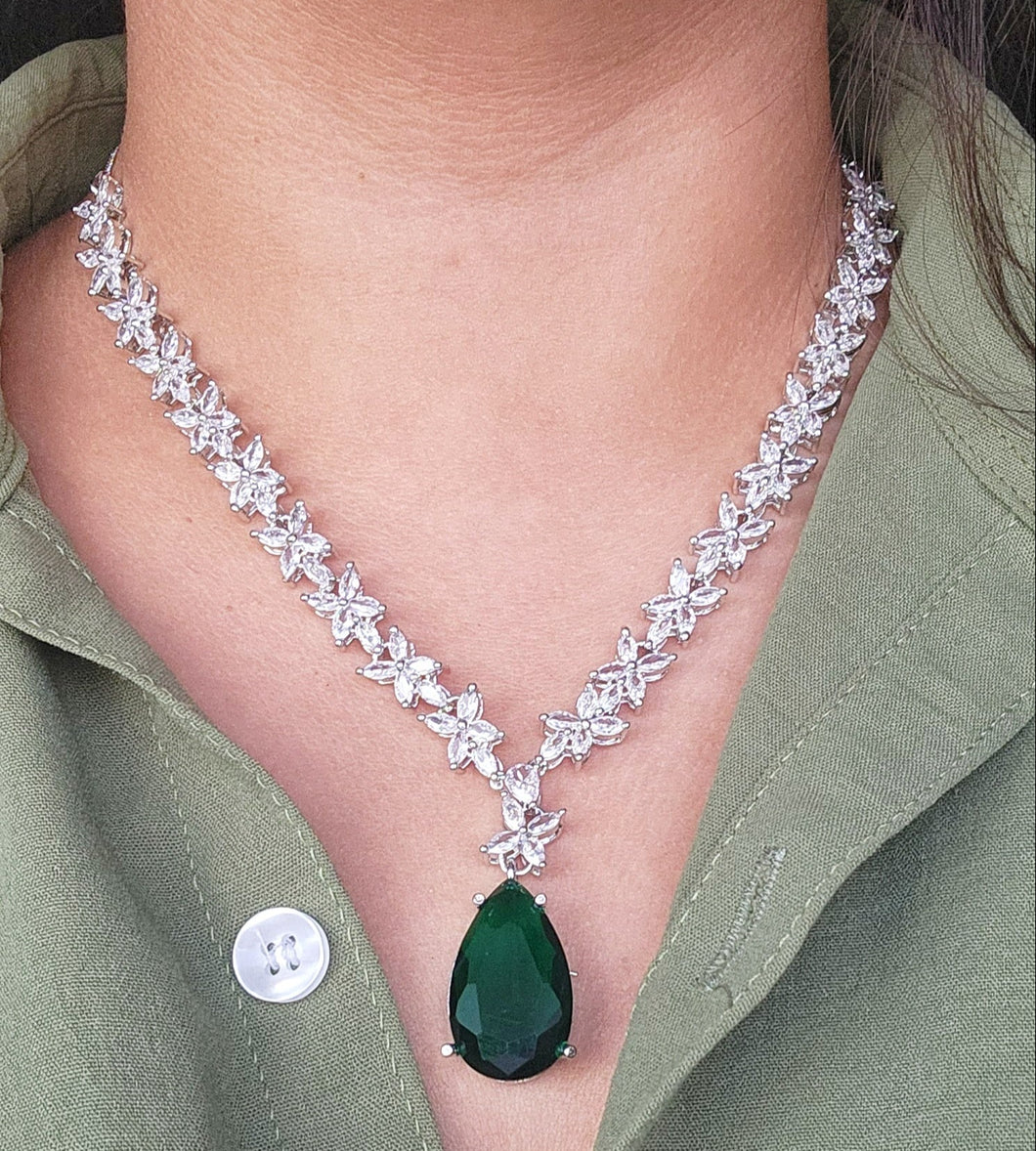 Marquise Emerald and diamond necklace