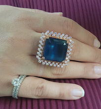 Load image into Gallery viewer, Blue sapphire diamond ring
