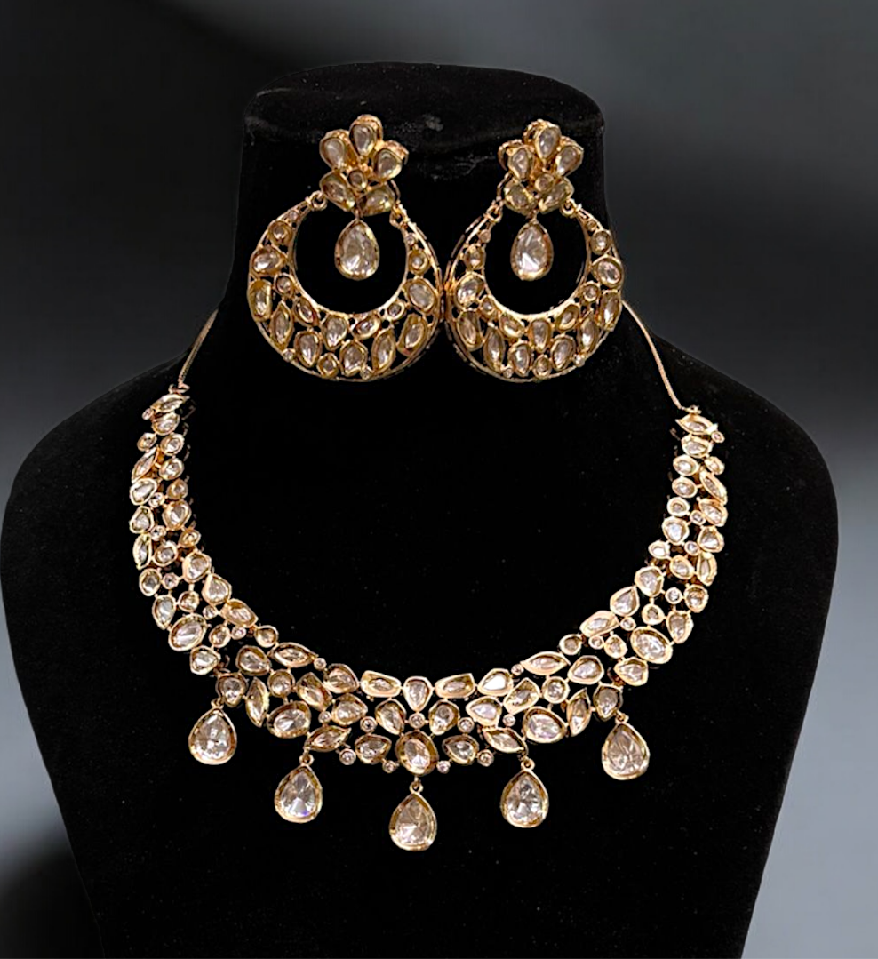 Uncut polki necklace set with earrings