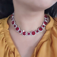 Load image into Gallery viewer, Ruby studded white gold necklace
