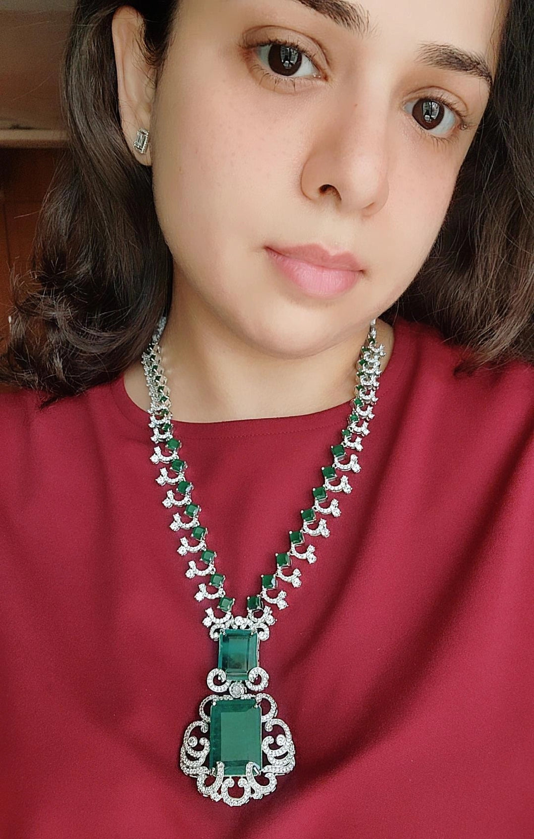 Emerald and diamond rani haar