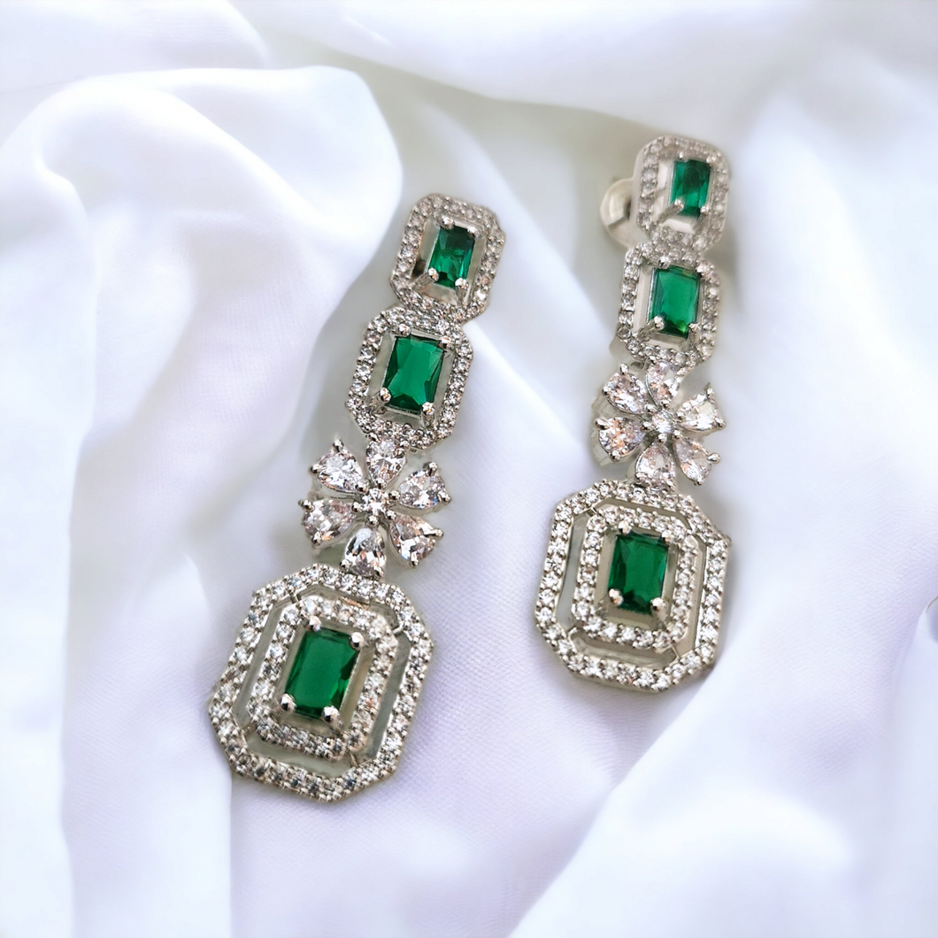 Emerald diamond earrings