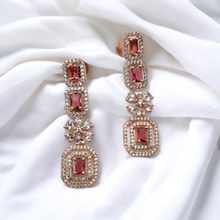 Load image into Gallery viewer, Ruby rose gold diamond earrings
