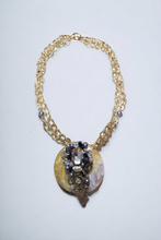 Load image into Gallery viewer, Embellished cluster semi precious necklace- Mother of pearl
