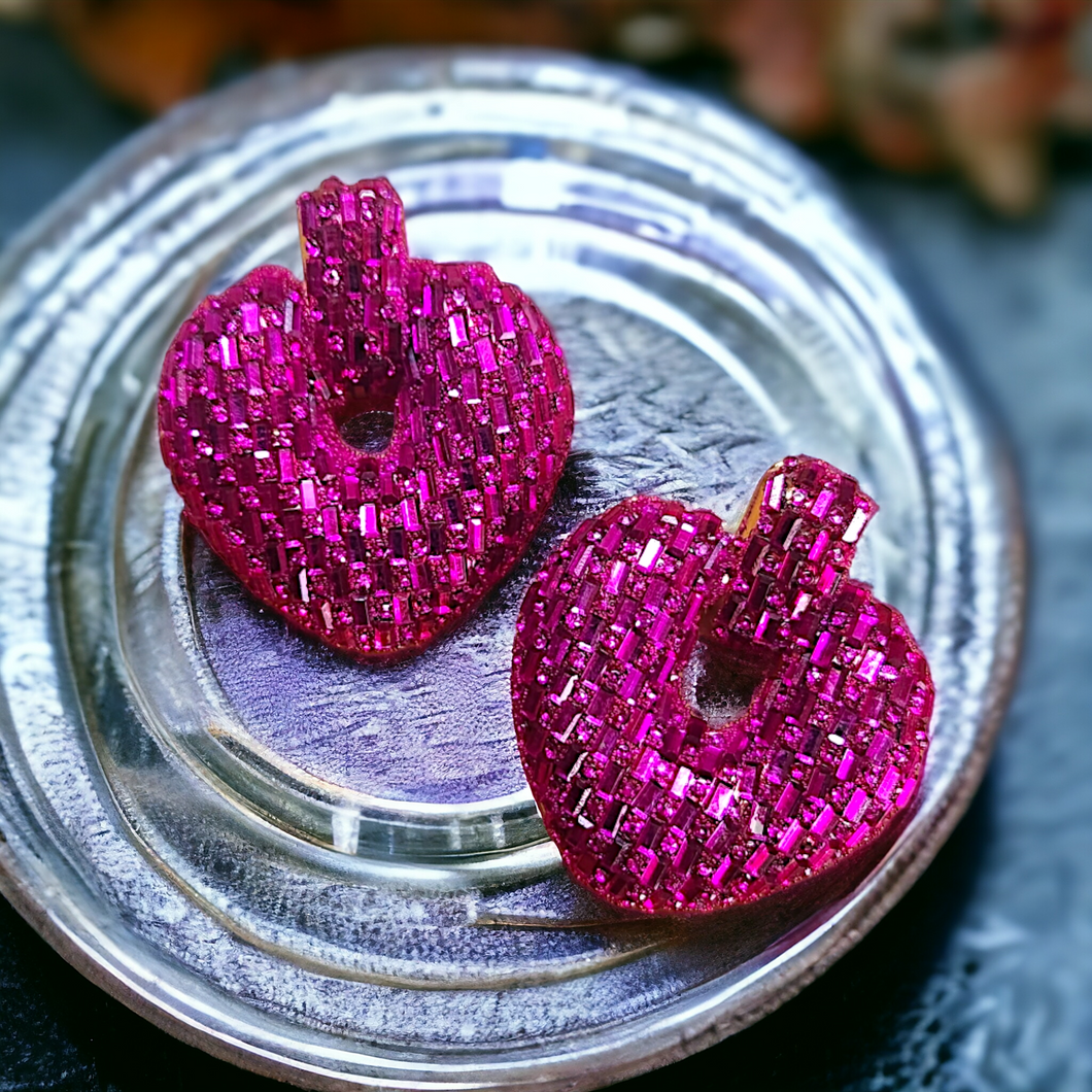 Statement Rhinestones earrings- pink heart