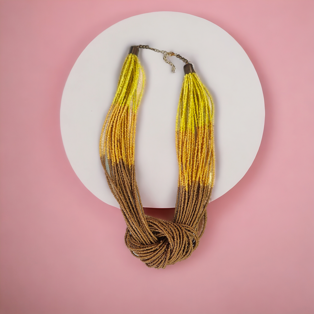 Statement knot necklace- Yellow ochre