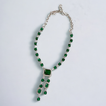 Load image into Gallery viewer, Emerald and diamond tassel necklace
