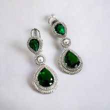 Load image into Gallery viewer, Ananya emerald and diamond earrings
