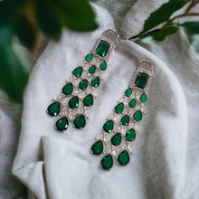 Load image into Gallery viewer, Miraya emerald and diamond earrings
