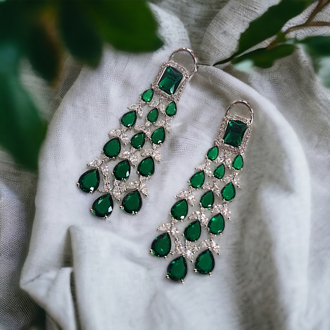 Miraya emerald and diamond earrings