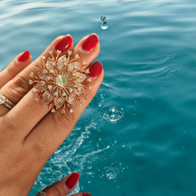 Load image into Gallery viewer, Jade rose gold statement diamond ring
