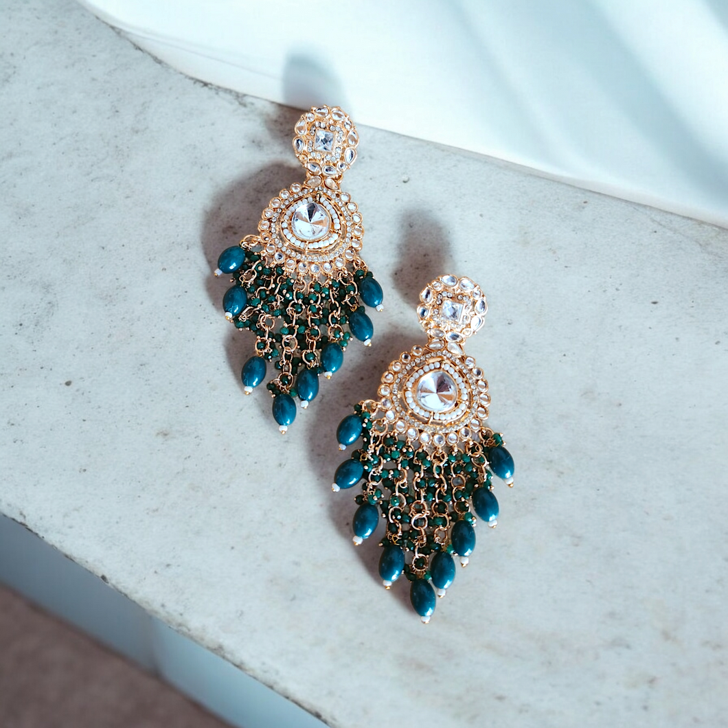 Emerald polki diamond earrings