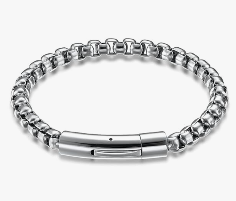 Silver Toned Durable Stainless Steel Chain Bracelet