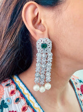 Load image into Gallery viewer, Akina emerald and diamond earrings
