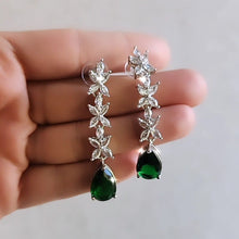 Load image into Gallery viewer, Marquise Emerald and diamond earrings
