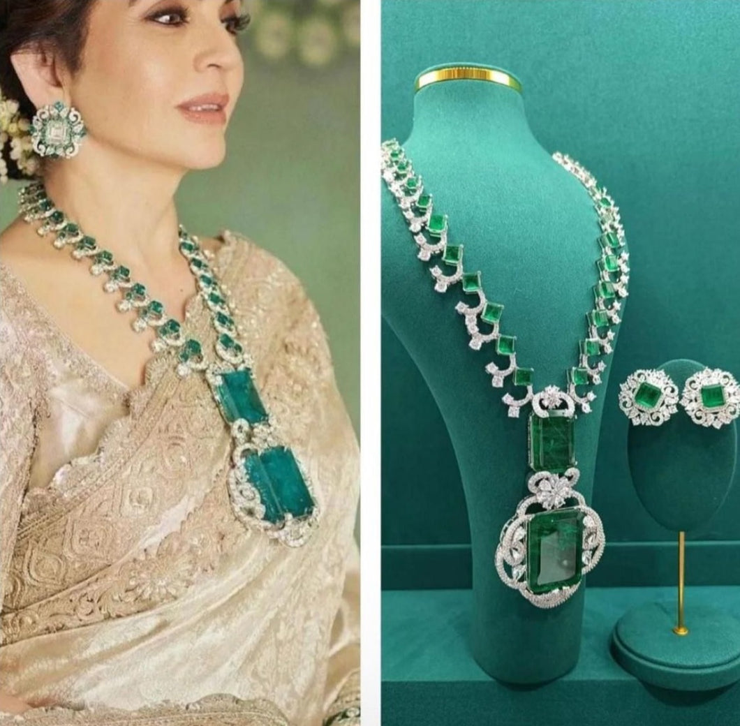 Emerald and diamond rani haar