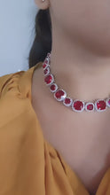 Load and play video in Gallery viewer, Ruby studded white gold necklace
