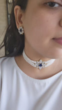 Load and play video in Gallery viewer, Blue sapphire pearl and diamond choker
