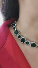 Load and play video in Gallery viewer, Emerald studded white gold necklace
