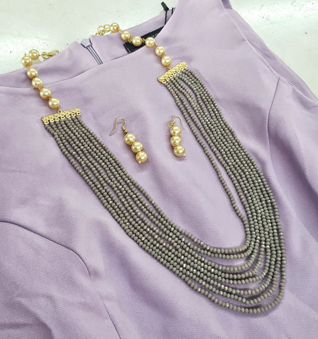 Layered Onyx And Pearl Set (Grey)